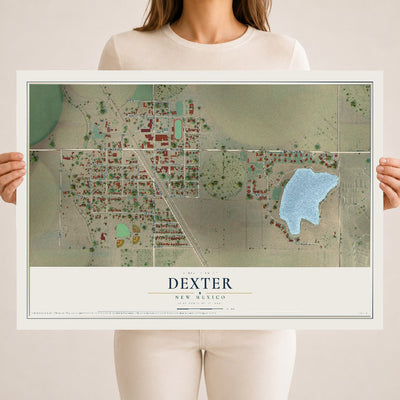 Map of Dexter, New Mexico, 18 x 24 inch unframed archival matte print