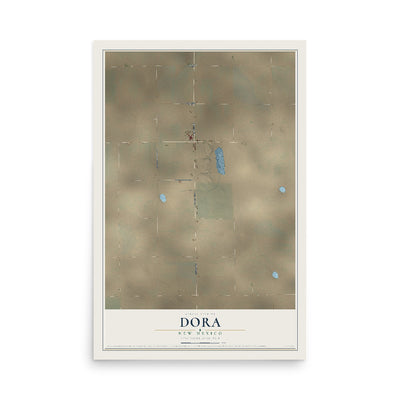 Map of Dora, New Mexico, 12 x 18 inch unframed archival matte print