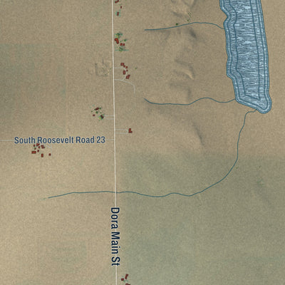 Close-up of the map of Dora, New Mexico print showing street and building detail
