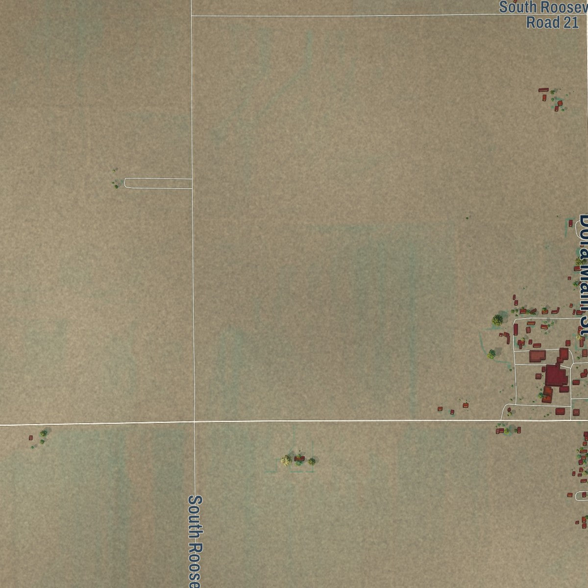 Second close-up of the map of Dora, New Mexico print showing more streets and buildings