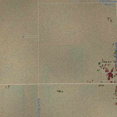 Second close-up of the map of Dora, New Mexico print showing more streets and buildings