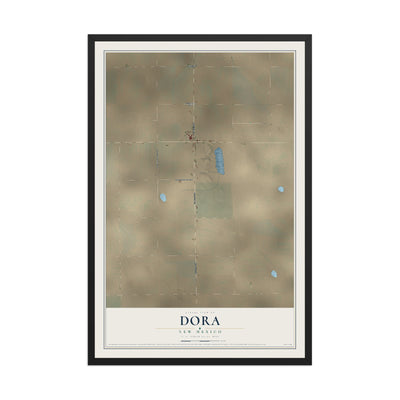 Map of Dora, New Mexico, 12 x 18 inch print in a black wood frame