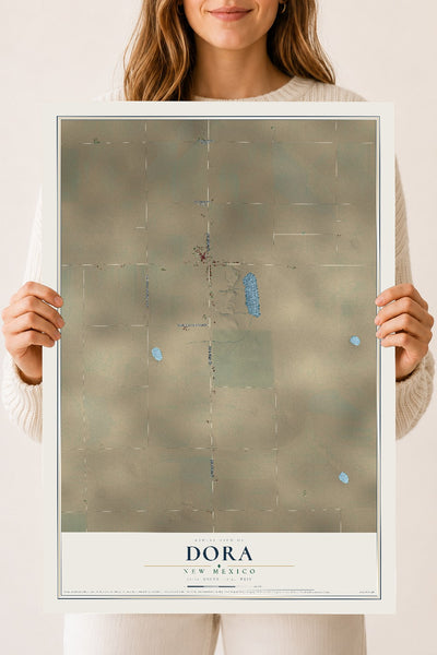 Map of Dora, New Mexico, 18 x 24 inch unframed archival matte print