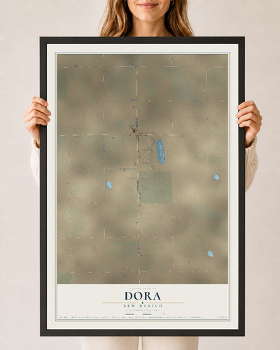 Map of Dora, New Mexico, 24 x 36 inch print in a black wood frame
