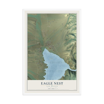 Map of Eagle Nest, New Mexico, 12 x 18 inch print in a white wood frame