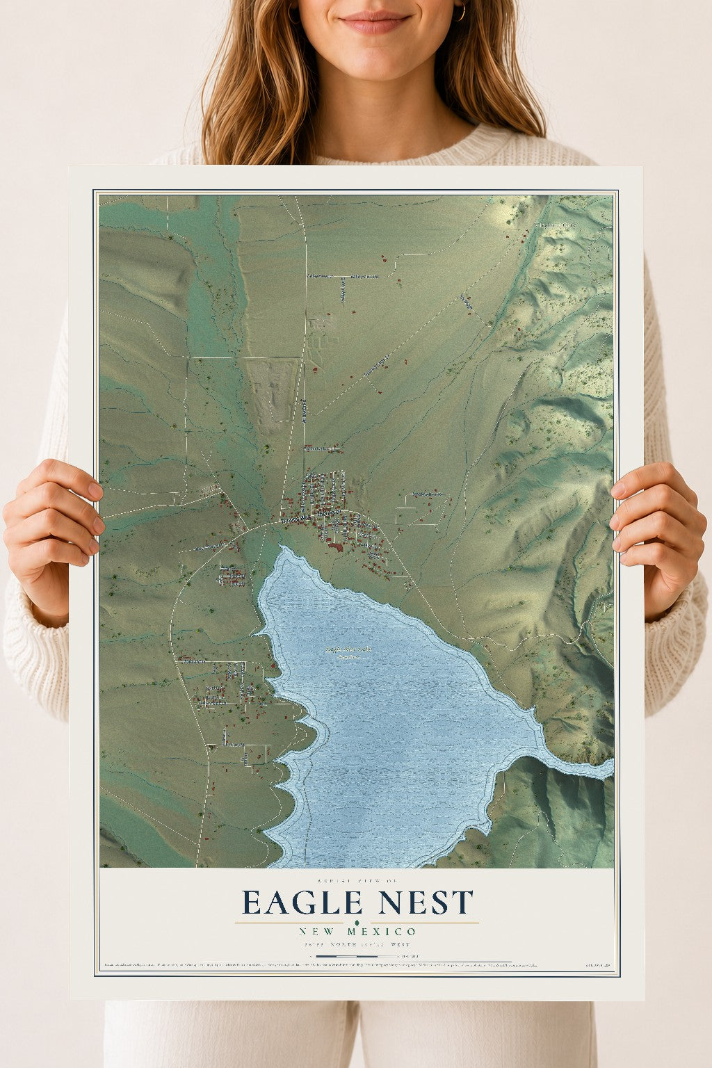 Map of Eagle Nest, New Mexico, 18 x 24 inch unframed archival matte print