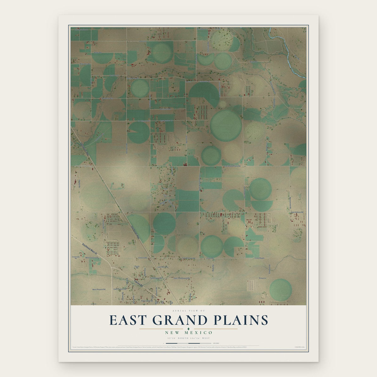 East Grand Plains, New Mexico map print, the full design