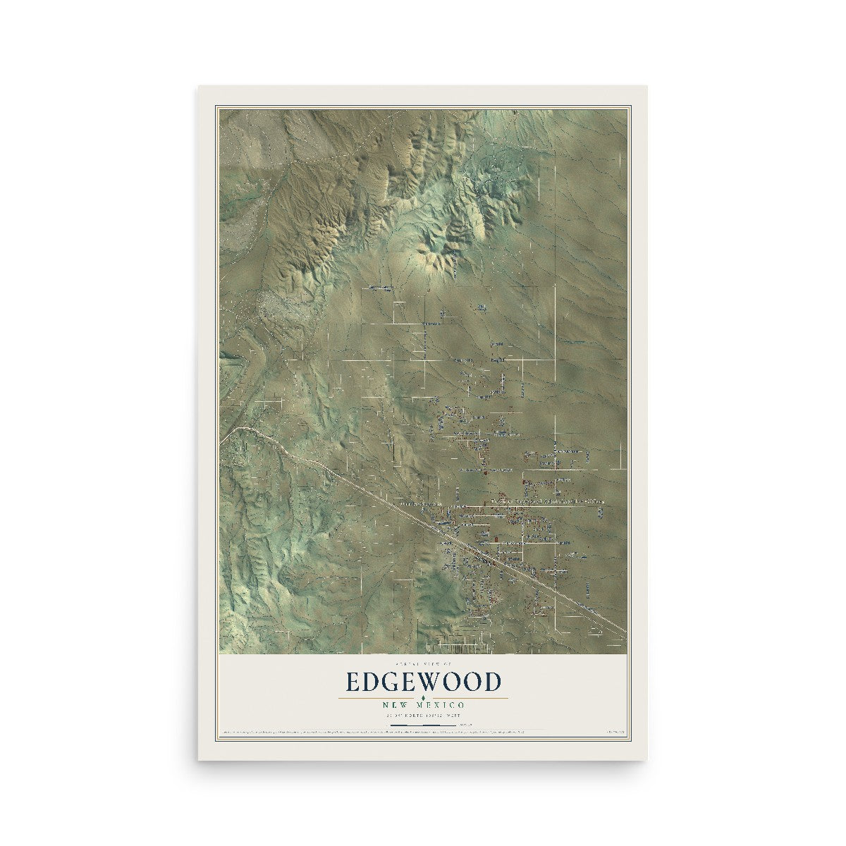 Map of Edgewood, New Mexico, 12 x 18 inch unframed archival matte print