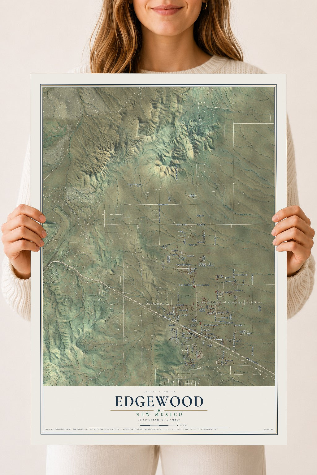 Map of Edgewood, New Mexico, 18 x 24 inch unframed archival matte print
