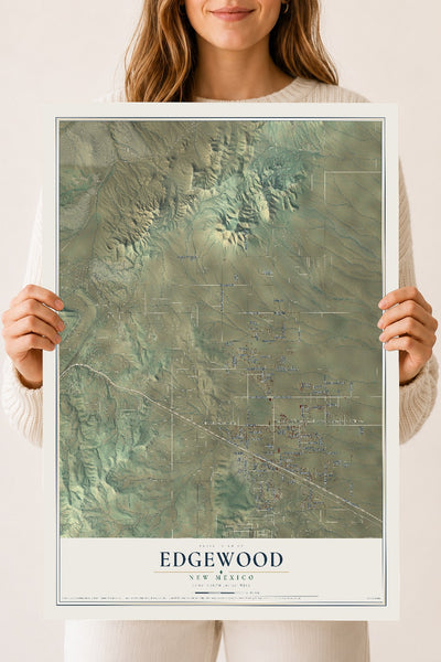 Map of Edgewood, New Mexico, 18 x 24 inch unframed archival matte print