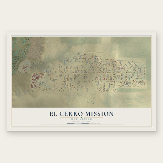 El Cerro Mission, New Mexico map print, the full design