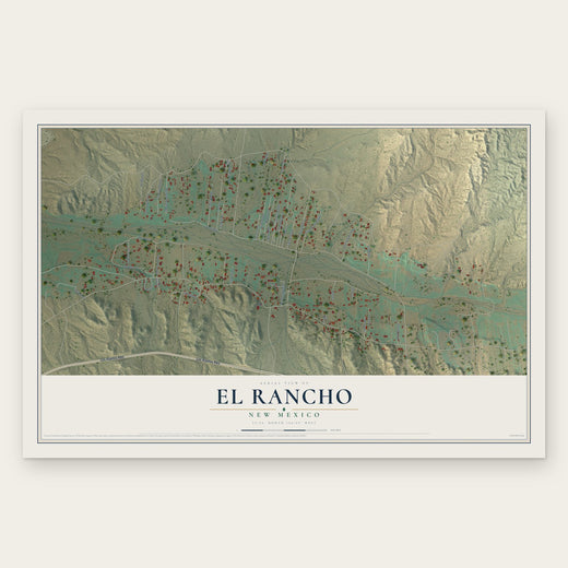 El Rancho, New Mexico map print, the full design