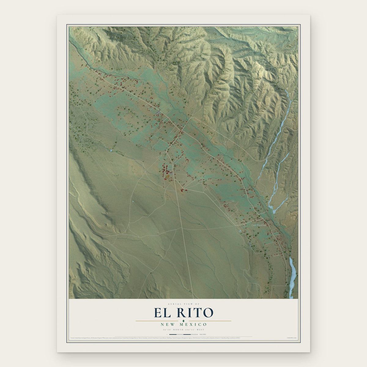 El Rito, New Mexico map print, the full design
