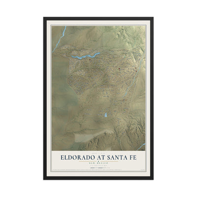 Map of Eldorado at Santa Fe, New Mexico, 12 x 18 inch print in a black wood frame