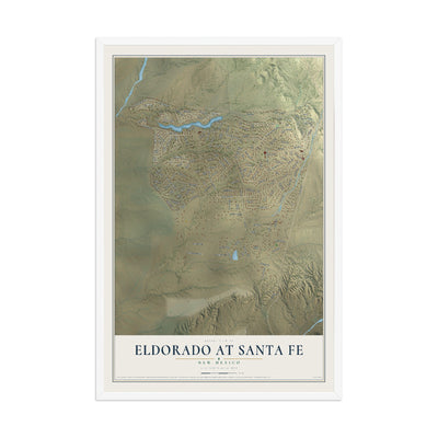 Map of Eldorado at Santa Fe, New Mexico, 12 x 18 inch print in a white wood frame