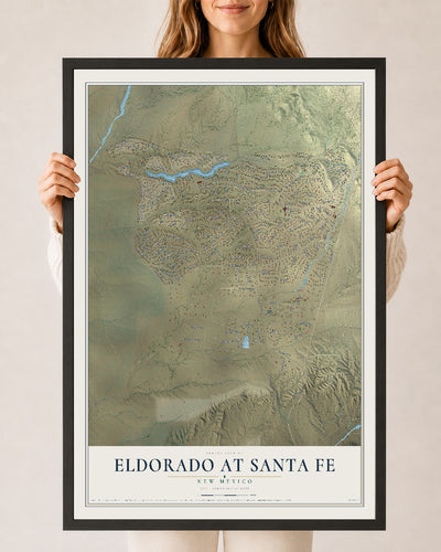 Map of Eldorado at Santa Fe, New Mexico, 24 x 36 inch print in a black wood frame