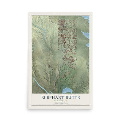 Map of Elephant Butte, New Mexico, 12 x 18 inch unframed archival matte print