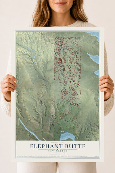 Map of Elephant Butte, New Mexico, 18 x 24 inch unframed archival matte print