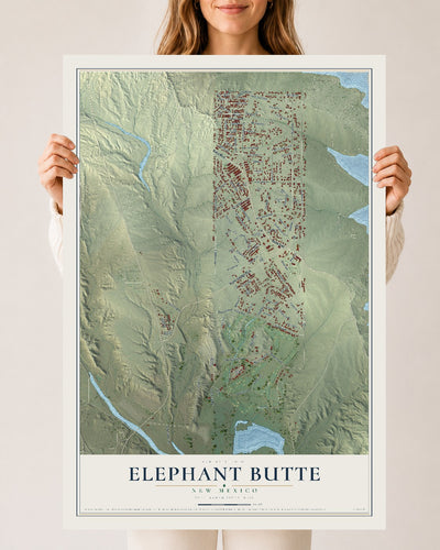 Map of Elephant Butte, New Mexico, 24 x 36 inch unframed archival matte print