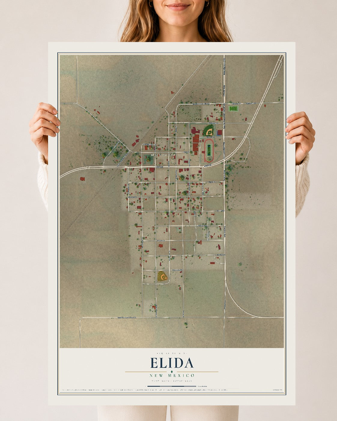 Map of Elida, New Mexico, 24 x 36 inch unframed archival matte print