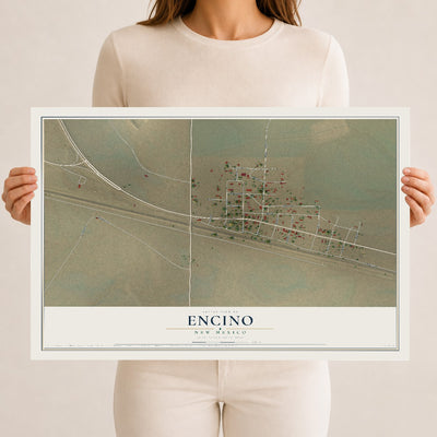 Map of Encino, New Mexico, 12 x 18 inch unframed archival matte print
