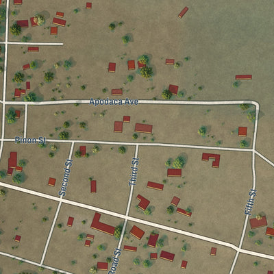 Second close-up of the map of Encino, New Mexico print showing more streets and buildings