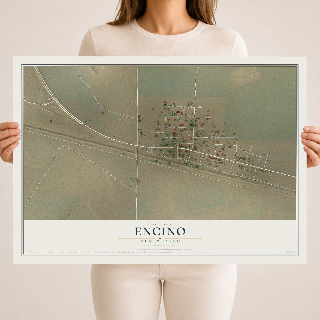 Map of Encino, New Mexico, 18 x 24 inch unframed archival matte print
