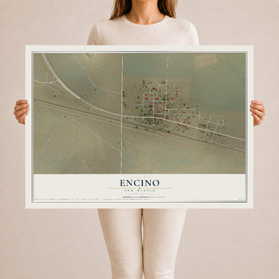 Map of Encino, New Mexico, 24 x 36 inch unframed archival matte print