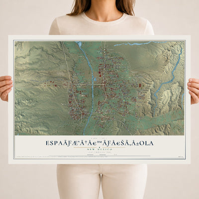 Map of EspaÃƒÆ’Ã†â€™Ãƒâ€šÃ‚Â±ola, New Mexico, 18 x 24 inch unframed archival matte print