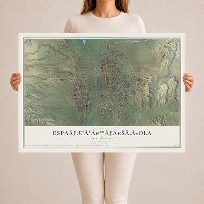 Map of EspaÃƒÆ’Ã†â€™Ãƒâ€šÃ‚Â±ola, New Mexico, 24 x 36 inch unframed archival matte print