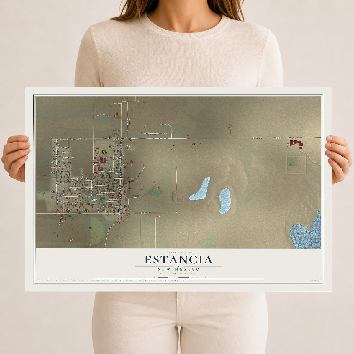 Map of Estancia, New Mexico, 12 x 18 inch unframed archival matte print