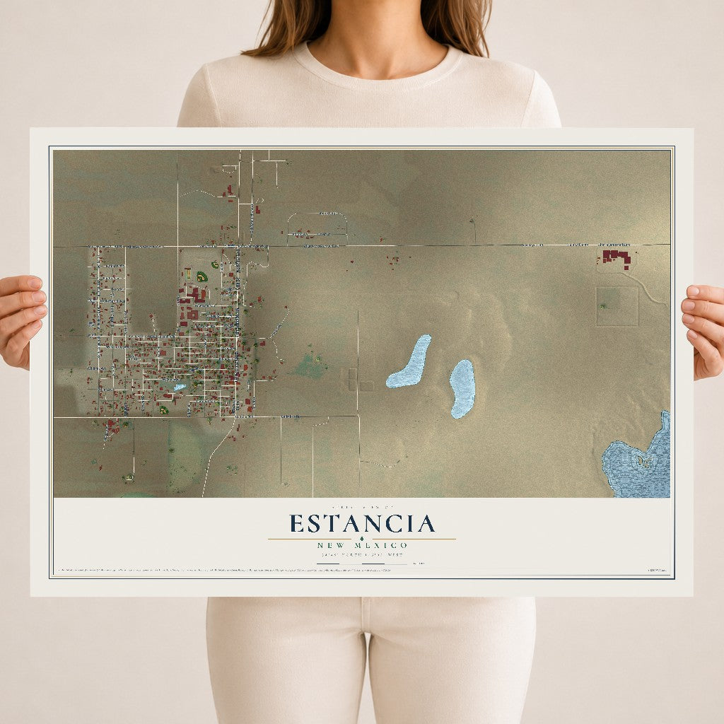 Map of Estancia, New Mexico, 18 x 24 inch unframed archival matte print