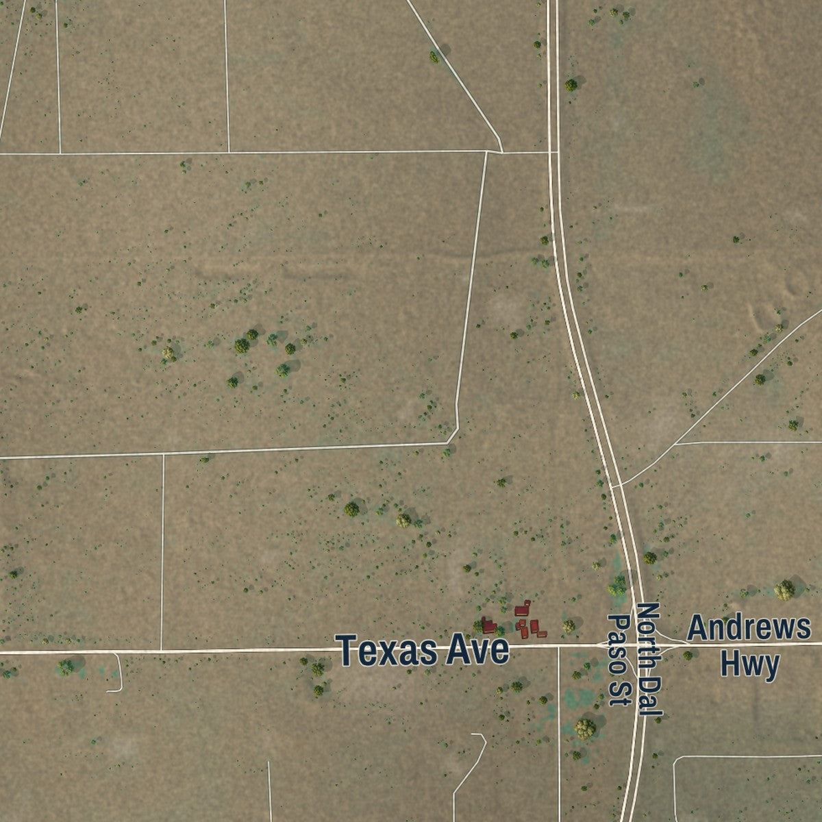 Second close-up of the map of Eunice, New Mexico print showing more streets and buildings