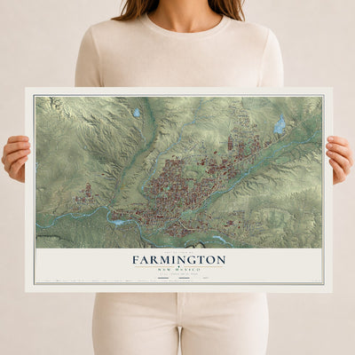 Map of Farmington, New Mexico, 12 x 18 inch unframed archival matte print