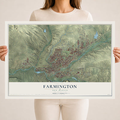 Map of Farmington, New Mexico, 18 x 24 inch unframed archival matte print