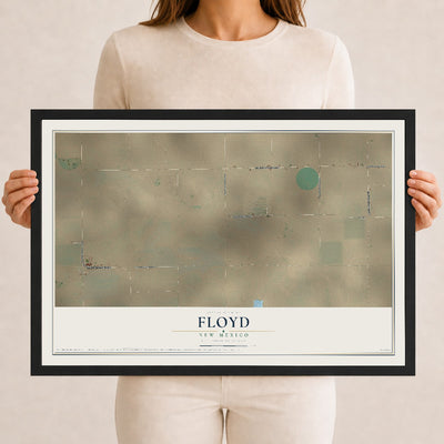 Map of Floyd, New Mexico, 12 x 18 inch print in a black wood frame