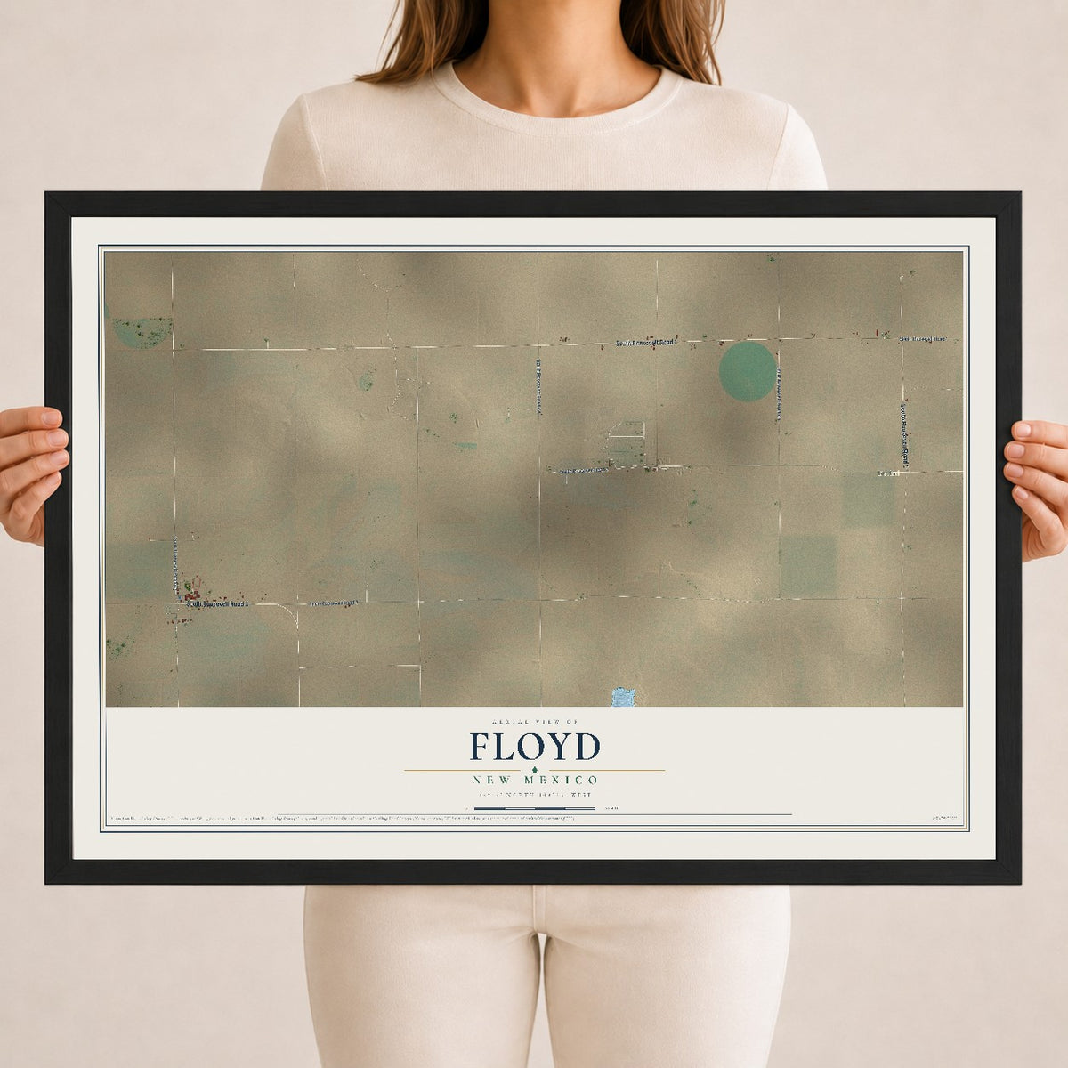 Map of Floyd, New Mexico, 18 x 24 inch print in a black wood frame