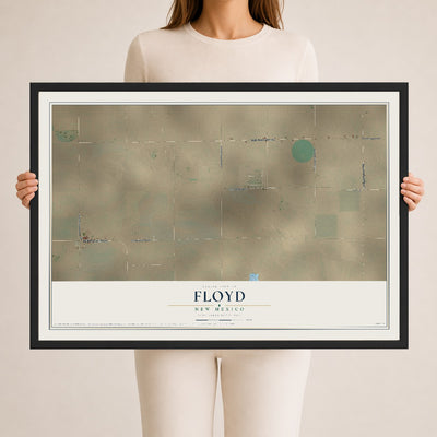 Map of Floyd, New Mexico, 24 x 36 inch print in a black wood frame