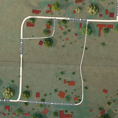 Close-up of the map of Folsom, New Mexico print showing street and building detail