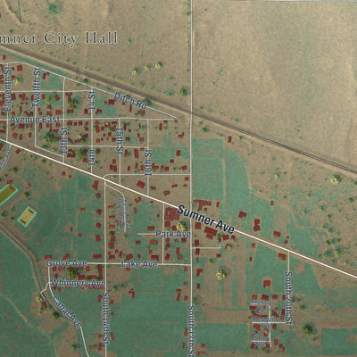 Second close-up of the map of Fort Sumner, New Mexico print showing more streets and buildings