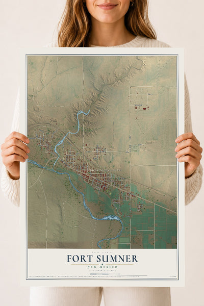 Map of Fort Sumner, New Mexico, 18 x 24 inch unframed archival matte print