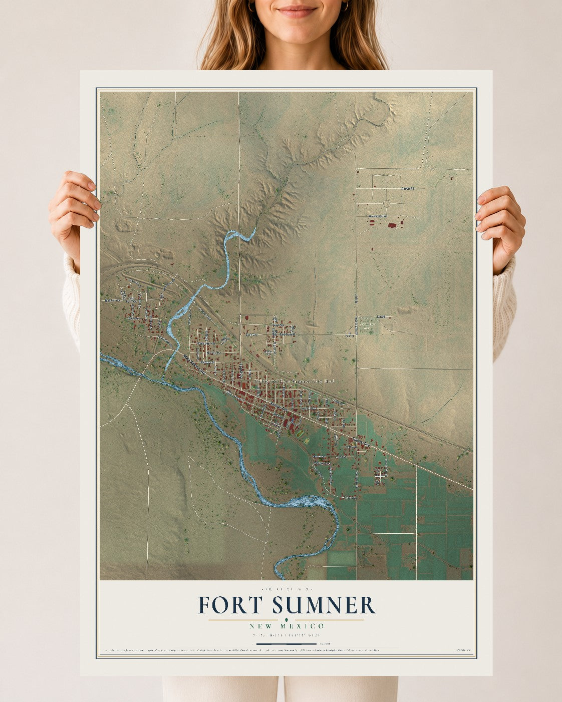 Map of Fort Sumner, New Mexico, 24 x 36 inch unframed archival matte print