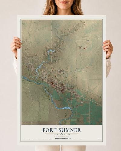 Map of Fort Sumner, New Mexico, 24 x 36 inch unframed archival matte print