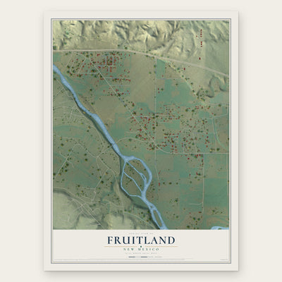 Fruitland, New Mexico map print, the full design