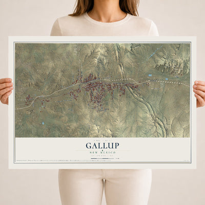 Map of Gallup, New Mexico, 18 x 24 inch unframed archival matte print