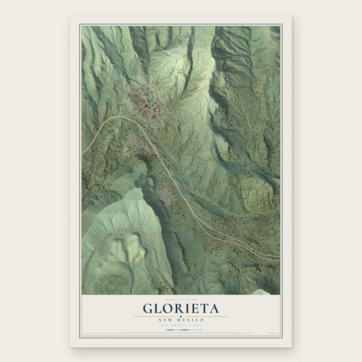 Glorieta, New Mexico map print, the full design