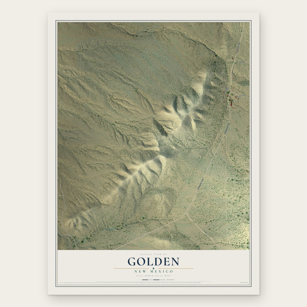 Golden, New Mexico map print, the full design
