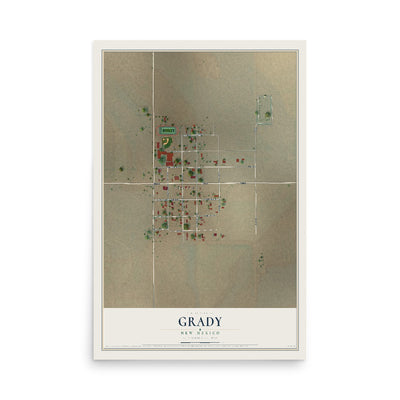 Map of Grady, New Mexico, 12 x 18 inch unframed archival matte print