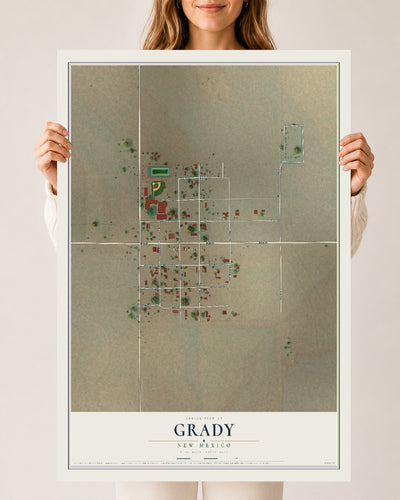 Map of Grady, New Mexico, 24 x 36 inch unframed archival matte print