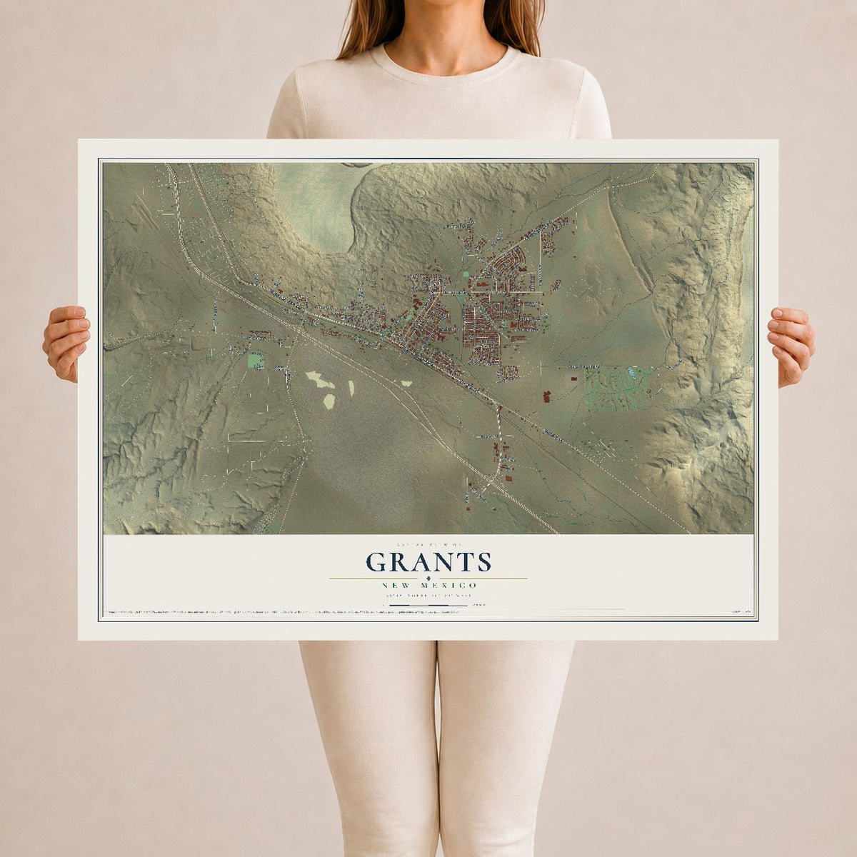 Map of Grants, New Mexico, 24 x 36 inch unframed archival matte print